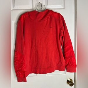 vintage nike Women’s hoodie Large Red Nylon Patchwork Pocket Boxy Sweatshirt